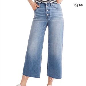 Madewell Light Blue High-Rise Wide Leg Crop Button-Fly Jeans
